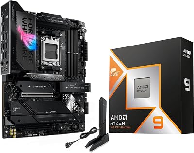 Micro Center AMD Ryzen 9 9950X3D CPU Processor with ASUS ROG Strix X870E-E Gaming WiFi X870 ATX Motherboard (18+2+2 Power Stages, WiFi 7, 5X M.2, PCIe 5.0, USB4)