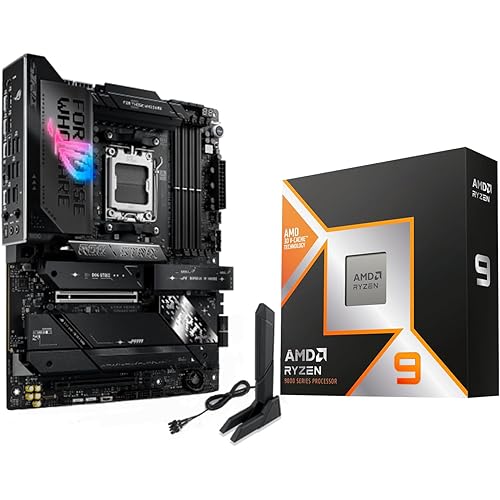 Micro Center AMD Ryzen 9 9950X3D CPU Processor with ASUS ROG Strix X870E-E Gaming WiFi X870 ATX Motherboard (18+2+2 Power Stages, WiFi 7, 5X M.2, PCIe 5.0, USB4)