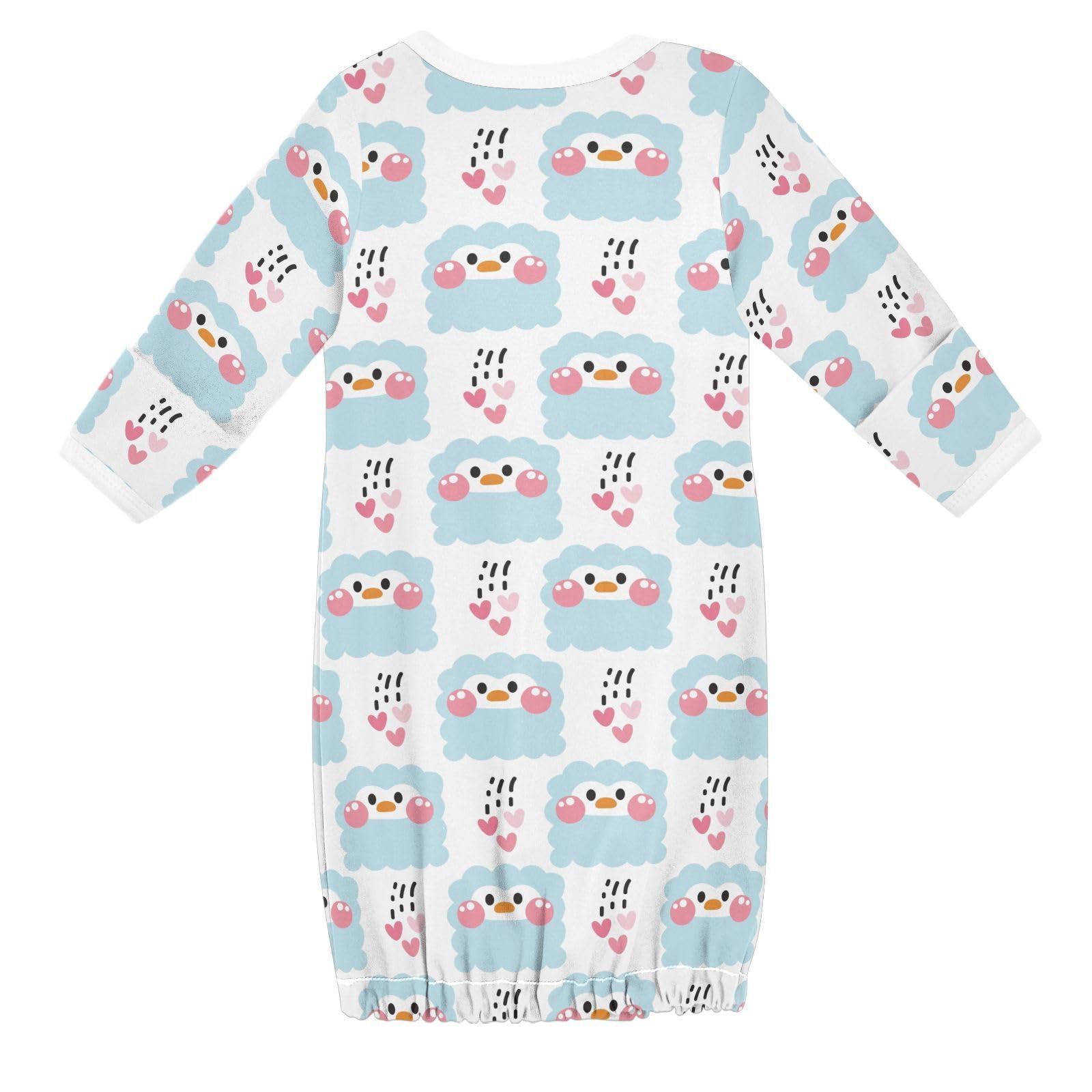 WIFIU Cute Penguin Heart Background Baby Girls Boys Sleeper Gown Cotton Nightgown Long Sleeve, Baby Nightdress Sleeping Clothes for Newborn 6-12 Months Multicolor