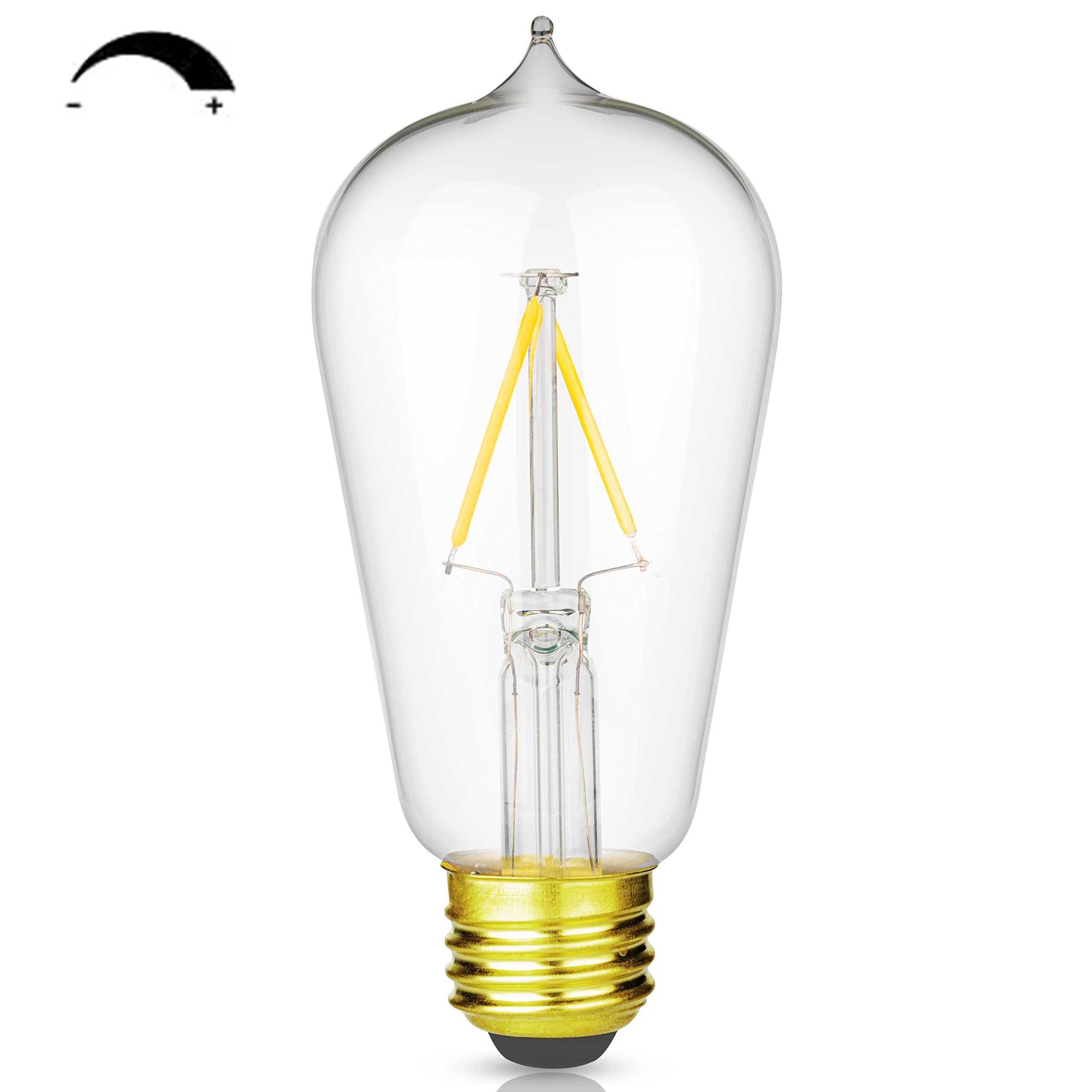 ST19 Led Edison Bulb 25 Watt Equivalent, Dimmable 2W (Equal to 25 Watt) 3000K Warm White Vintage Bulb with Teardrop Tip, Clear Glass E26 Medium Base for Wall Sconces, AC120V, Pack of 4