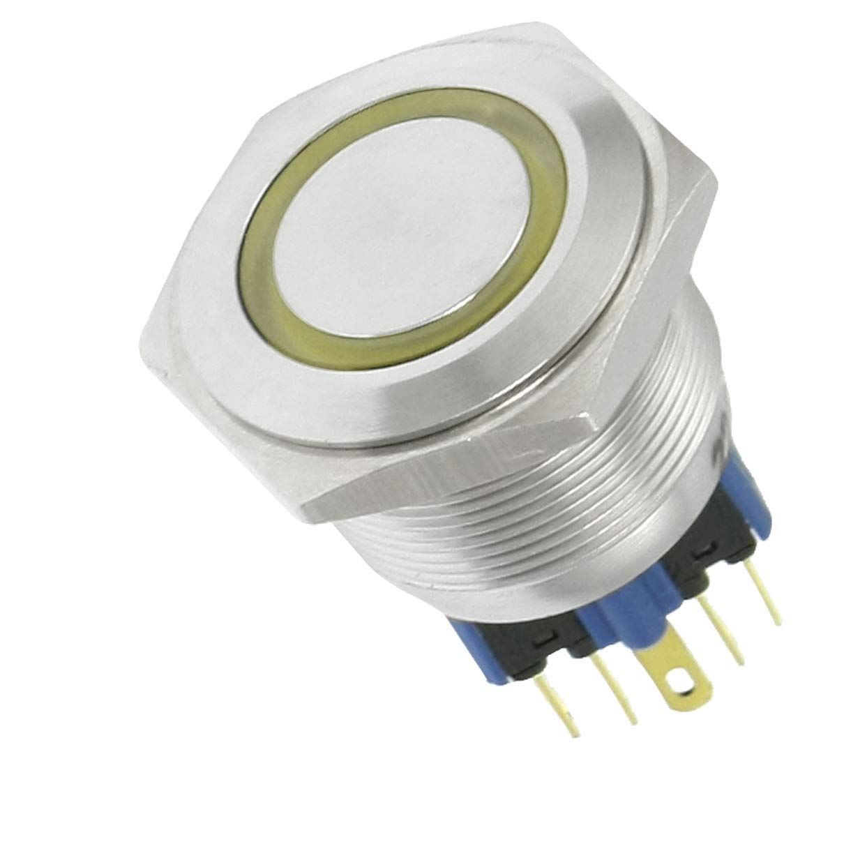 Aexit 220V Yellow LED Momentary Stainless Push Button Switch 1 NO 1 NC (cbd8b2d196527fd27bd8592b84c274c0)