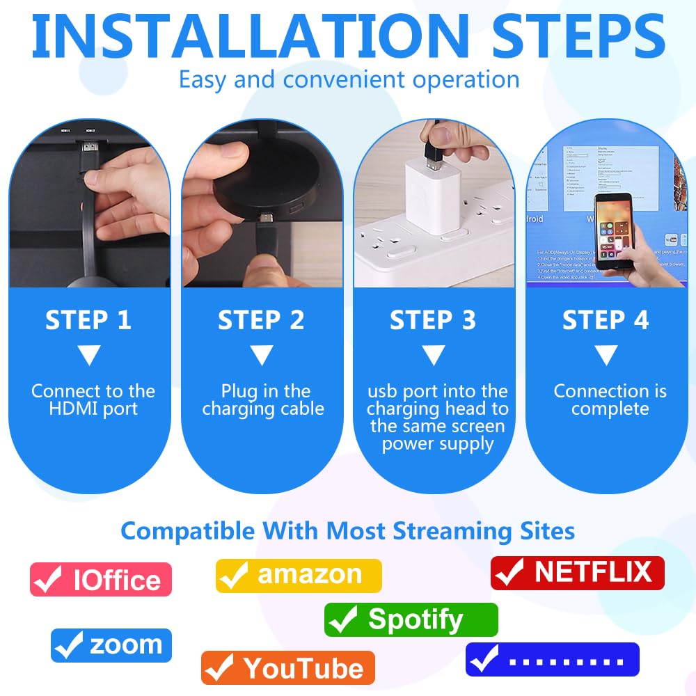 Adaptateur Dongle HDMI sans Fil 1080P 2,4/5 GHz Miracast WiFi Streaming TV Moniteur Projecteur