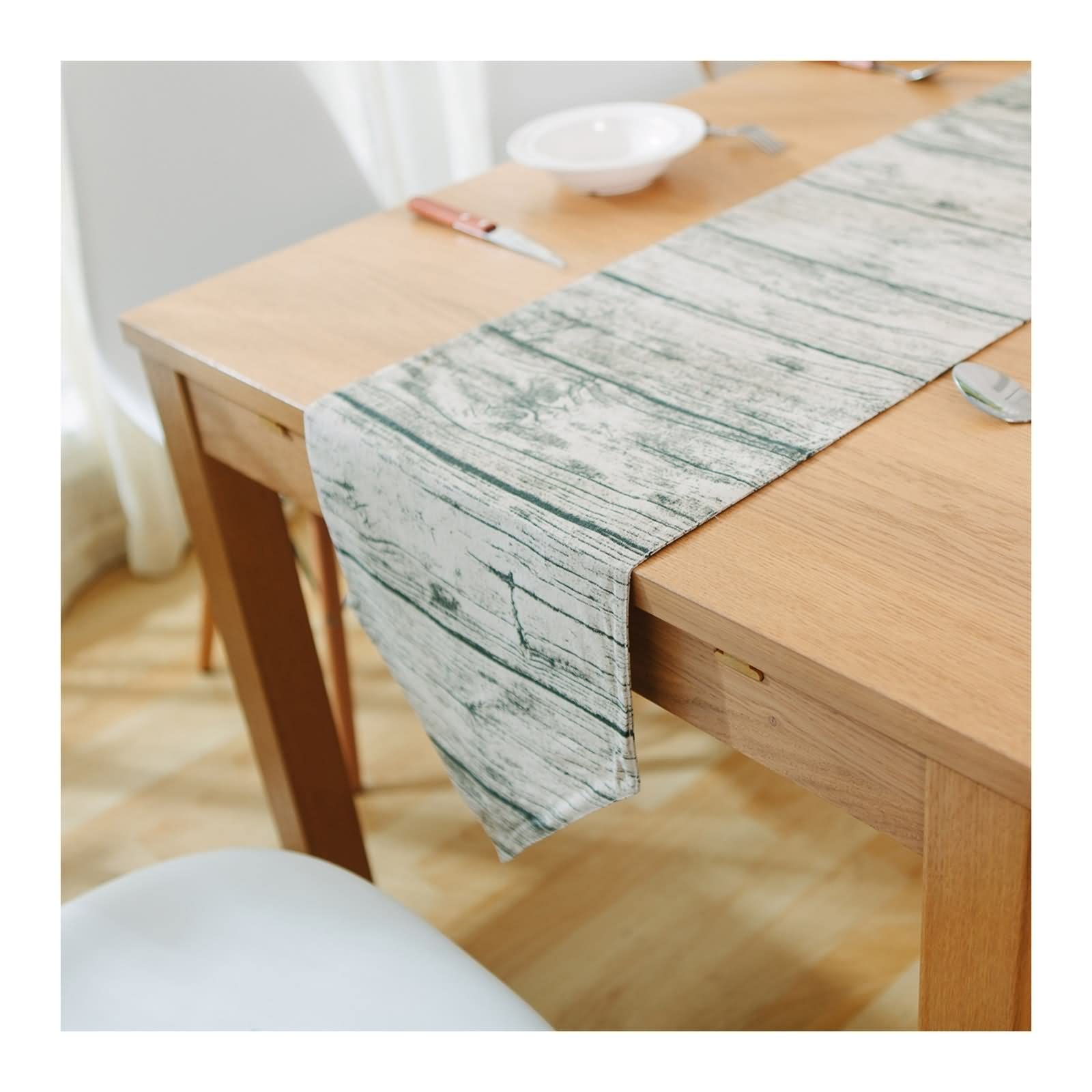 Comodino, Runner da caffè, tovaglia in Cotone, Lino, Grana di Legno, 32 x 160 cm, per Happy Hour inaugurazione della casa