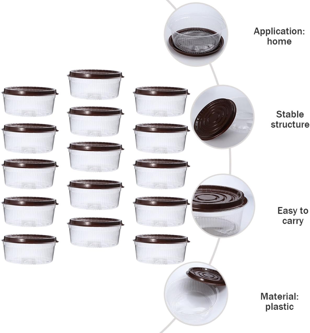 25 Pcs 8-inch round Plastic Cake Boxes with Lid, Portable Food Packing Containers for Cupcakes and Desserts, Bakery Storage and Party Favor Packaging