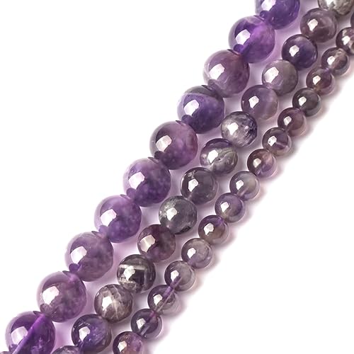 Miniatura 3 de Cuentas de piedras preciosas naturales de amatista Lt. para la fabricación de joyas, 45 cuentas redondas sueltas de 0.315 pulgadas para pulseras y