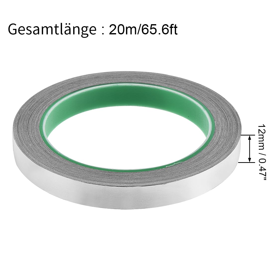 sourcing map Aluminium Klebeband 12mm x 20m Alufolie Isolierband Aluminiumband Selbstklebend Alu Klebeband Hitzebeständig Dichtungsband Wasserdicht Dichtband für Reparatur Abdichtung Isolierung