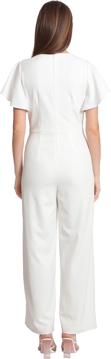 Maggy London womens Short Sleeve V-neck Jumpsuit Workwear Desk to Dinner Event Occasion Guest of - Image 3