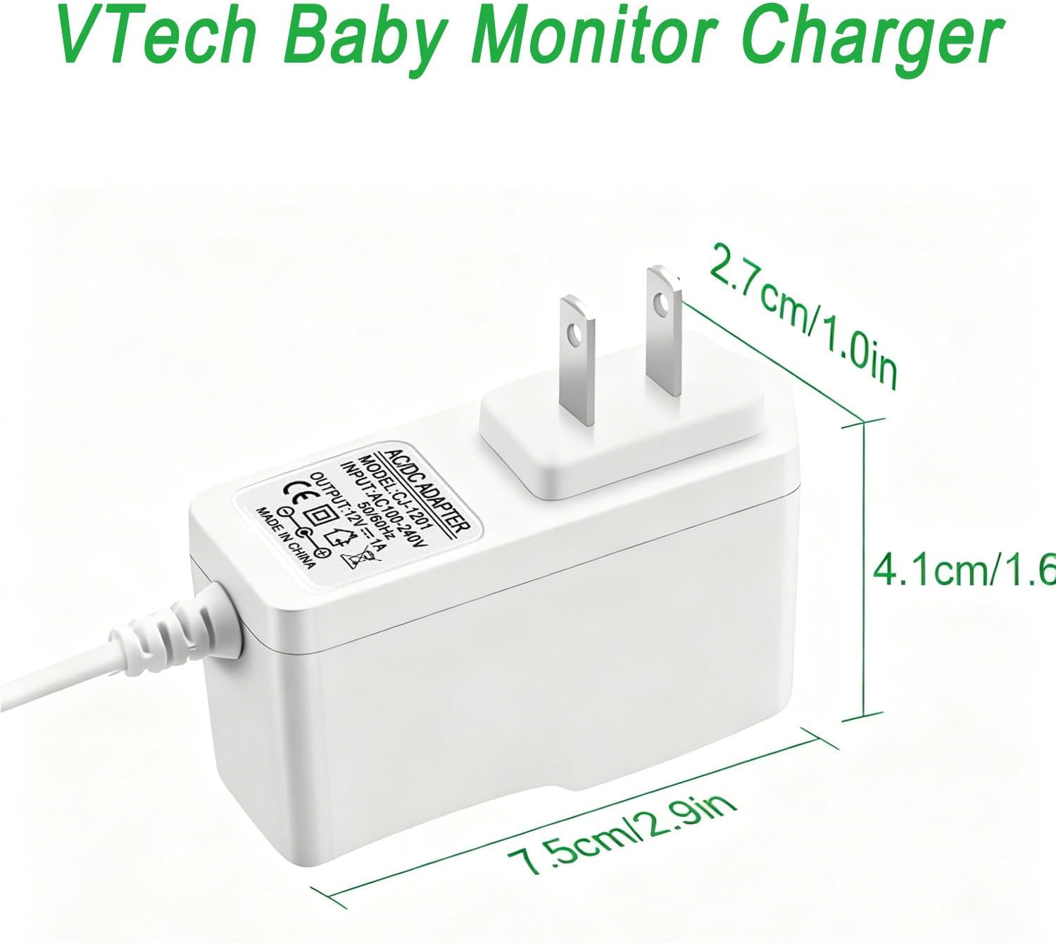 20FT Power Cord Charger for VTech VM901 VM919HD VM919-2HD VM819 VM819-2 PU Baby Monitor Unit, 5V Extra Long Power Cable Replacement,Round-Pin Power Adapter (NOT for Baby Unit Camera)