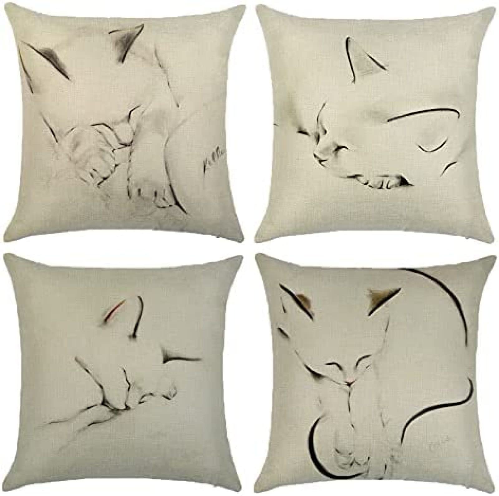 Diverse Kleurrijke Katten Dubbelzijdige Kussenslopen Schattig Dier Patroon Pluche Kussenslopen Vierkante Kussen Kussenslopen Voor Slaapbank Home Decor 45x45cm 18