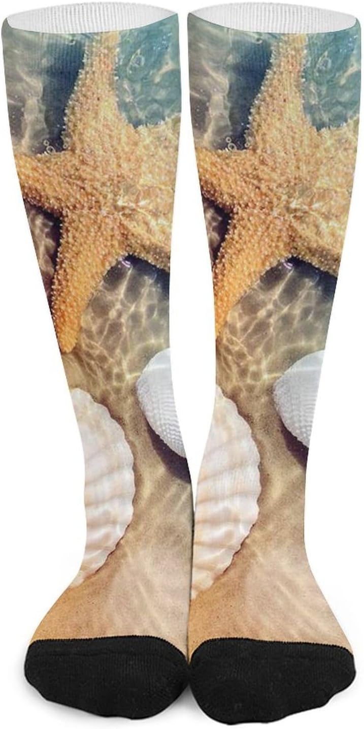 Starfish Coral Seashell Knee High Soccer Socks Moisture Wicking