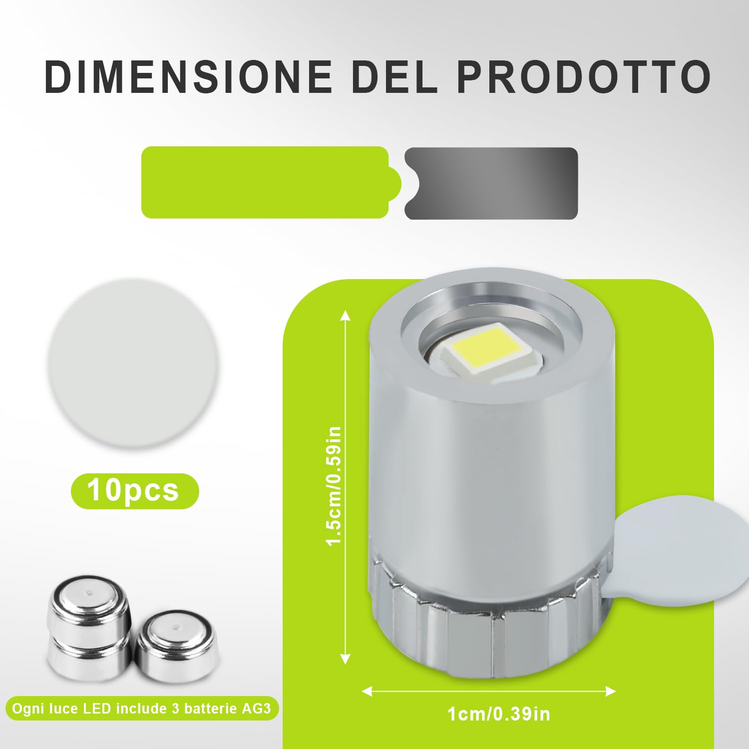LATRAT 10 sztuk Mini białe diody LED, małe diody LED z bateriami, małe miniaturowe diody LED do dekoracji na przyjęcie urodzinowe do baru DIY domek dla lalek, białe światło