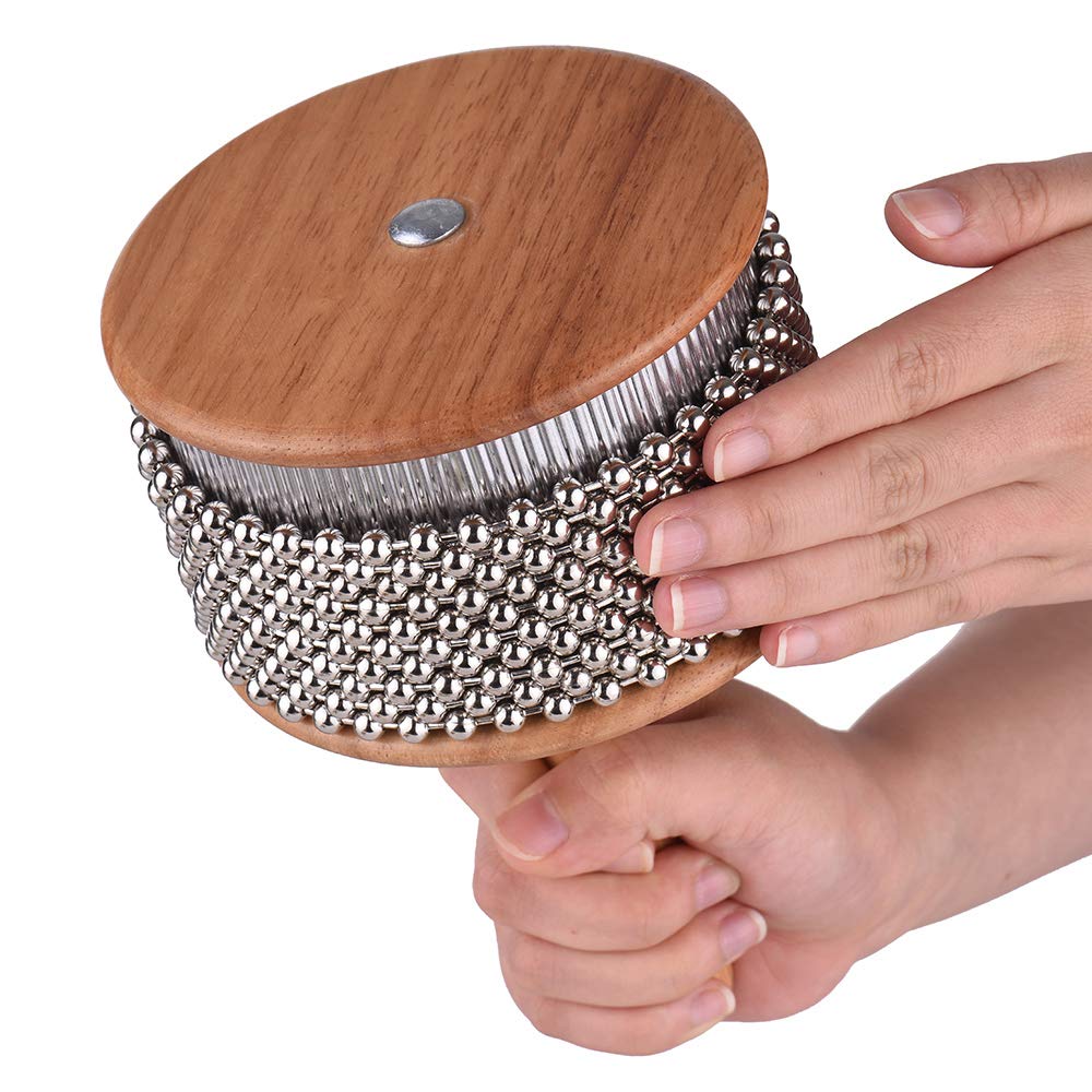 1 Stück Holz Cabasa Metall Perlen Kette & Zylinder Pop Hand Shaker Percussion Instrument Für Klassenroom Band Mittelgröße, 9 cm