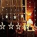Alanda Star Curtain String Lights ,12 Star 138 LED Fairy Lights Curtain, Warm White 110V 3M(W*2M(H) 8 Flashing Modes Christmas Decoration for Wedding Holiday Party Backdrop Patio Lawn and Home