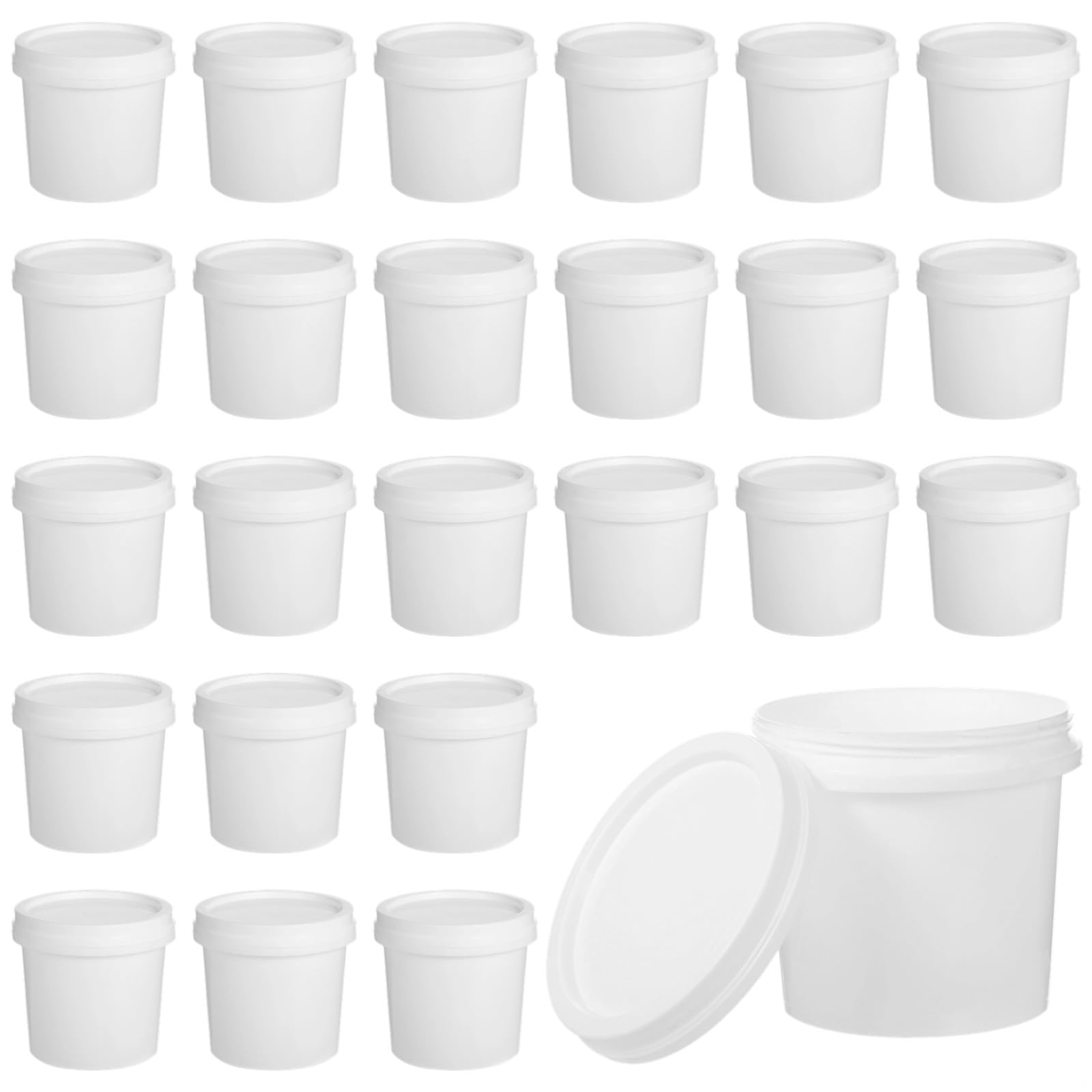 24PCS Paint Buckets for Painting Empty Paint Cans Quart Plastic Paint Containers with Lids, 1/4 Gallon White Paint Buckets with Sealable Covers, Paint Storage Containers for Leftover Paint