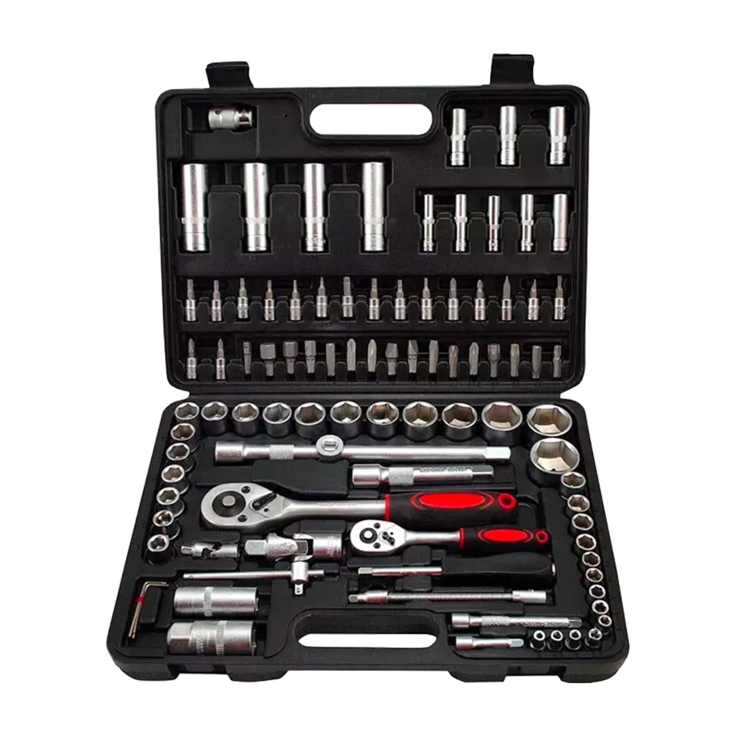 Avilia - Valigetta Universale con 94 Utensili e Custodia Rigida – Set Meccanica Professionale con Cricchetti 1/2" e 1/4" – Kit Completo di Bussole, Punte e Prolunghe per Auto e Fai-da-te