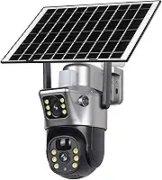 Câmera Solar 4G com Lente Dupla PTZ, Sem Fio, Visão Noturna Colorida, Áudio Bidirecional, Externa, Preta