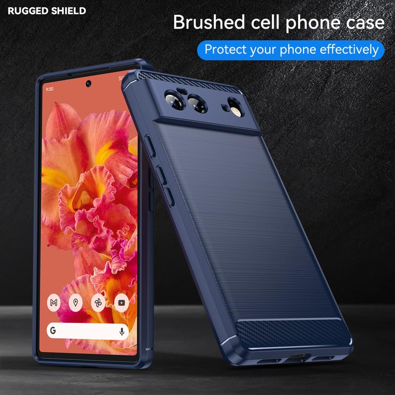 Image of Hybrid Carbon Fiber Back Case for Google Pixel 6 (Blue)