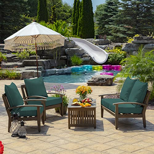 Image of Arden Deep Seat Outdoor Chair Cushion Set, 24 in x 24 in, Weather-Proof, Rain-Proof, Fade Resistant Patio Cushion Set for Chair, Sofa, and Couch Peacock Blue Green Texture