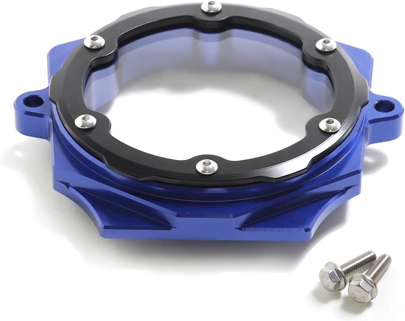 Cylinder Head Side 3 Cover with Clear Window Full Clear Cam Shaft Cover for Yamaha Raptor 700 2006-2022, 1S3-11185-00-00, 1S3-11185-10-00, Blue Base, Black Cover