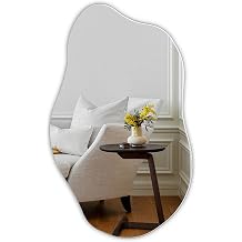 Muzilife 50 x 85cm Asymmetric Frameless Hanging Mirror Irregular Large Wall Mirror with MDF Back Panel Decorative Full Body Mirror for Wall Living Room Bathroom Hallway Entrance