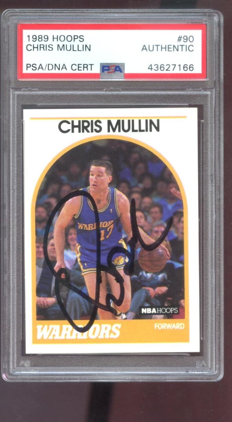 1989-90 Hoops #90 Chris Mullin AUTO SIGNED Autograph Autographed Card PSA PSA/DNA Basketball NBA COA Golden State Warriors