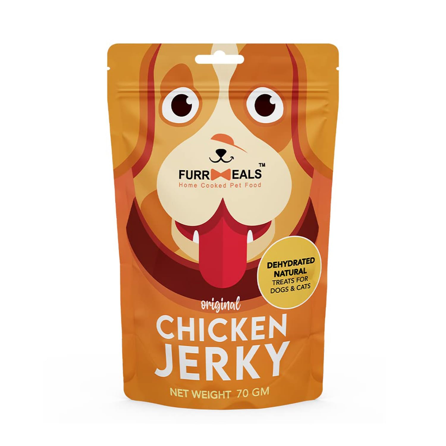 FurrMeals Original Chicken Jerky | High Protein Low Fat | Natural Treat for Dogs & Cats | Zero Preservative Human Grade Dog Treat | Pack of 1 x 70gm, All Life Stages, Stick