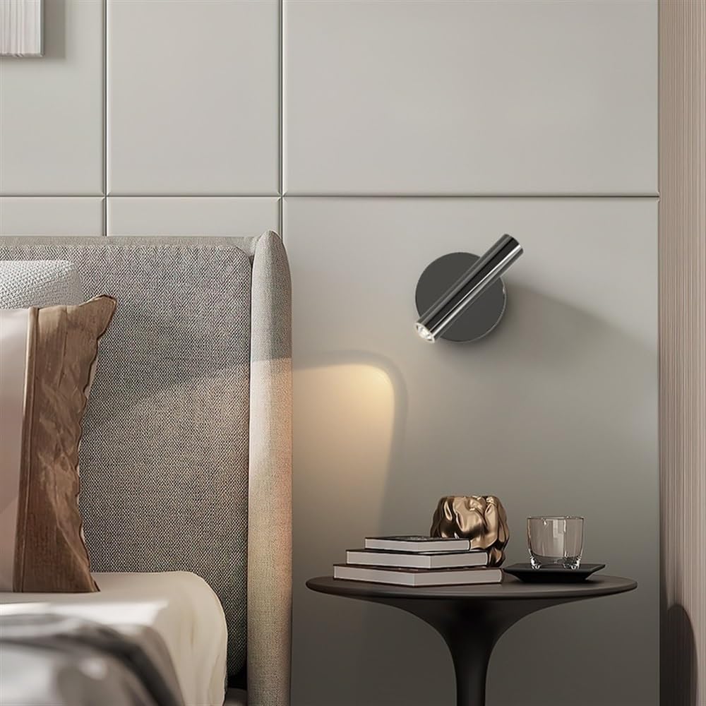 Lampa ścienna LED, przewodowa lampa ścienna z reflektorem, lampka nocna do sypialni, obrotowa oprawa 5 W do salonu, przedpokoju, szafy, ganku, biura, czytania