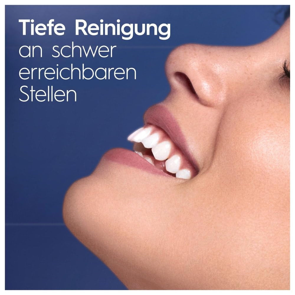 Oral-B Oral Health Center Munddusche, 2 Ersatzdüsen, Zahnzwischenraumreiniger für sanfte Zahnreinigung & gesünderes Zahnfleisch, mit Oxyjet-Technologie, 5 Druckstufen für Zahnpflege, weiß/blau