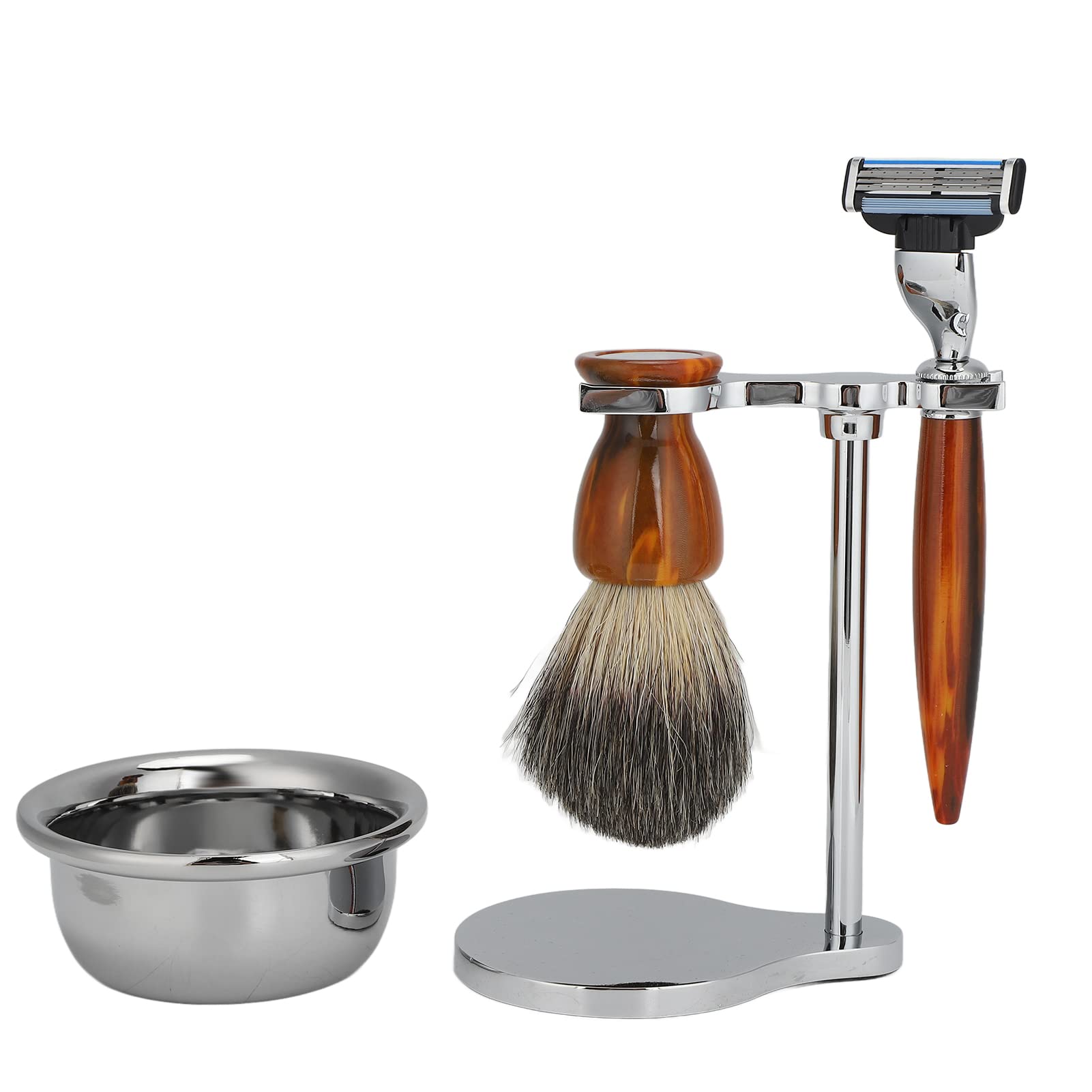 Kit Barba Professionale Uomo 4 Pezzi con Rasoio Manuale Resistente e Spazzola di Alta qualità per la Cura Quotidiana