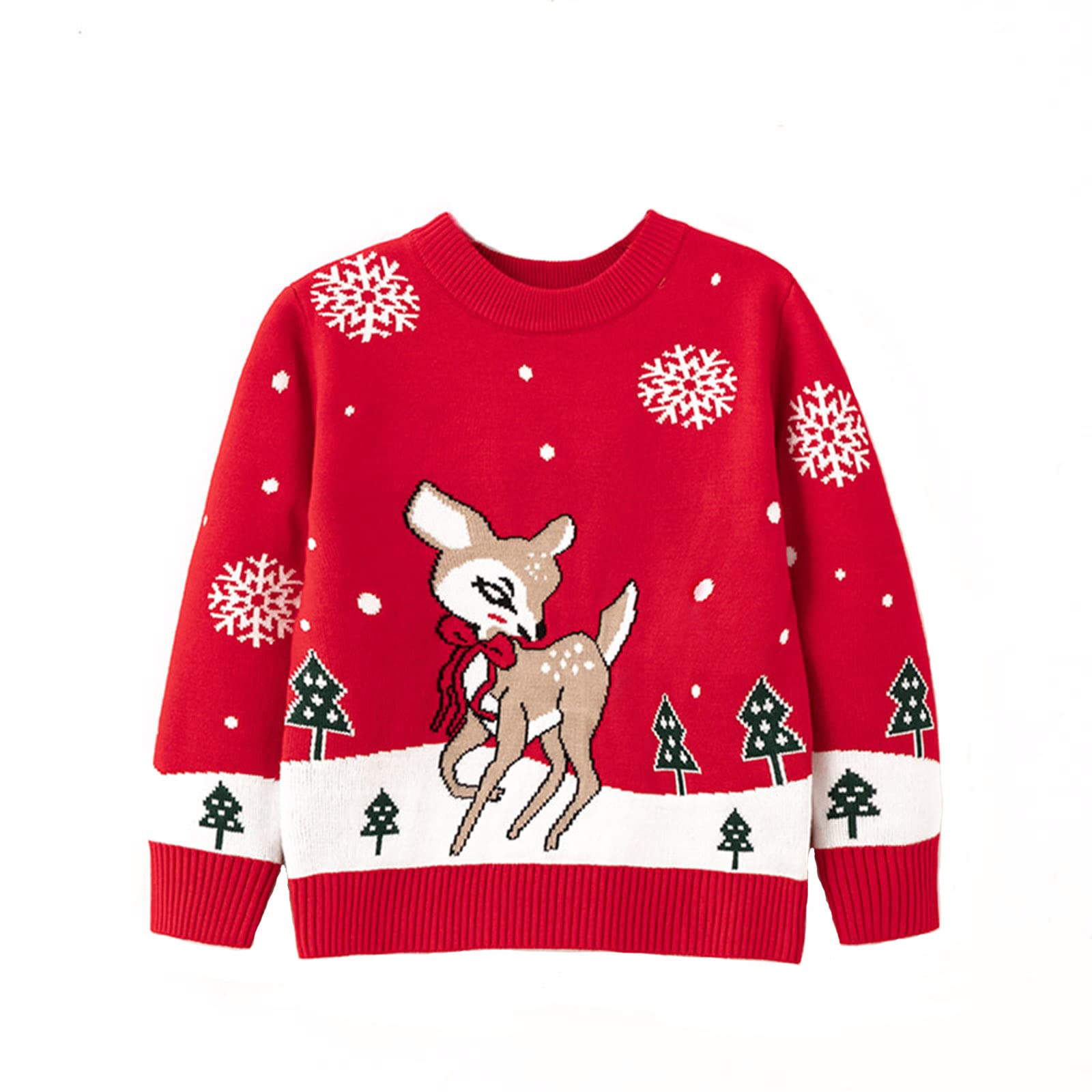 HILEELANG Toddler Boy Girl Christmas Sweater Pullover Reindeer Elk Snowman Sweatshirts Tops