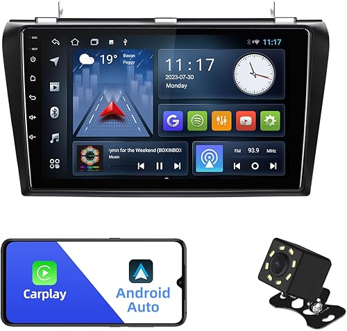 Android 10 Double Din Car Stereo for Mazda 3 2004-2009 with 9 Inch Touchscreen Radio Built-in Wireless CarplayAndroid