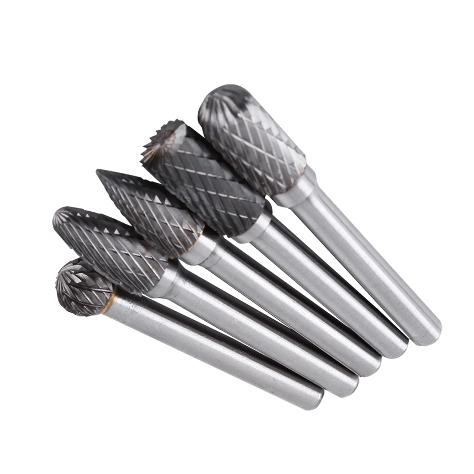 Hochleistungs -Wolfram -Stahl -Rotations -Burr -Schleifkit für Präzisionsmetallschnitze - 5 Stcs mit 6 -Mm -Schaft und 10 Mm Kopf Ideal für Würfelschleifer und Drehwerkzeuge