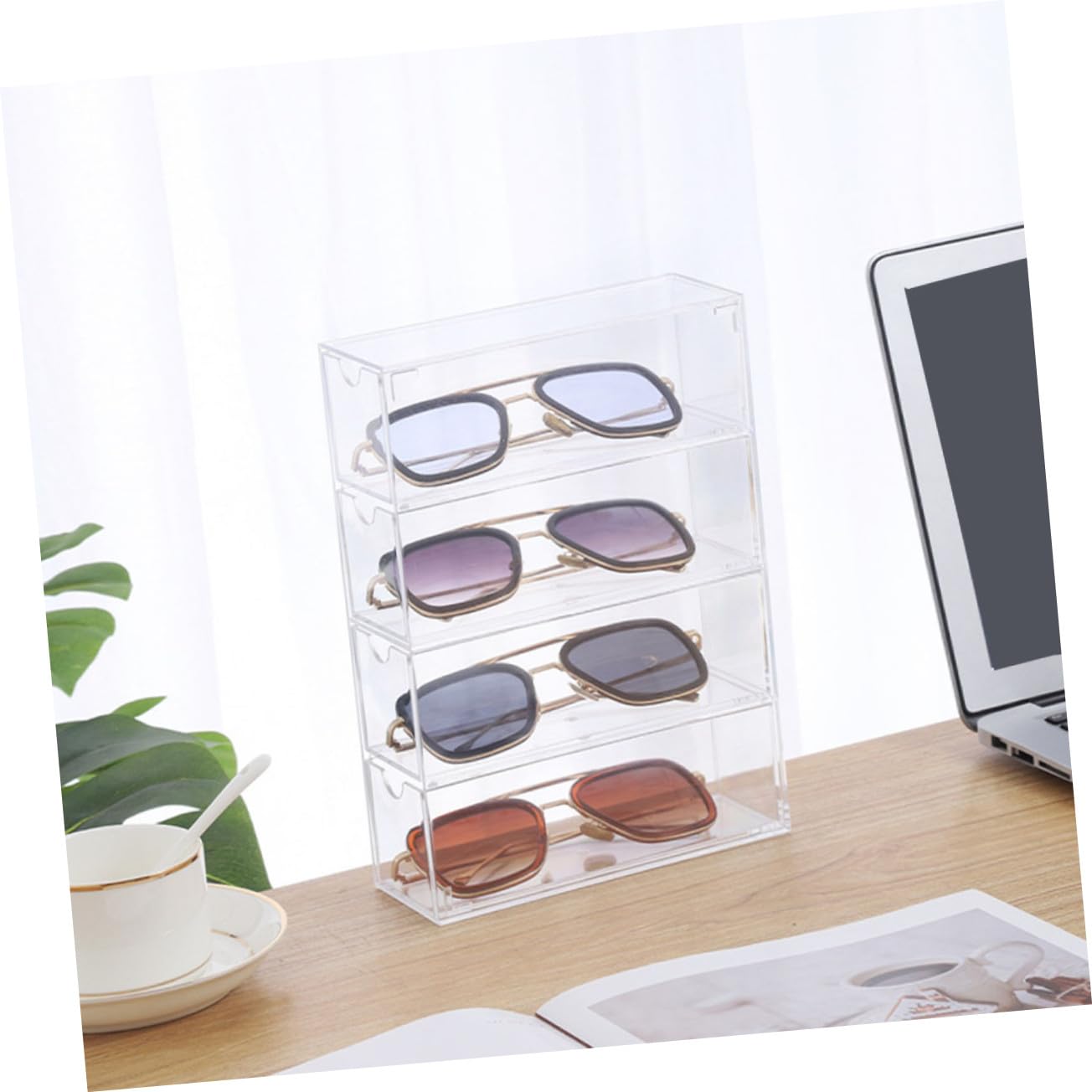 ibasenice Caja Expositora de Gafas de PS Transparente 2 Unidades, Diseño Simple para Almacenar y Exhibir Gafas en Tiendas o Escaparates