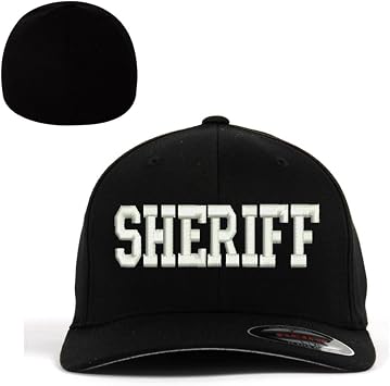 Sheriff Flexfit Baseball Cap Hat Black 