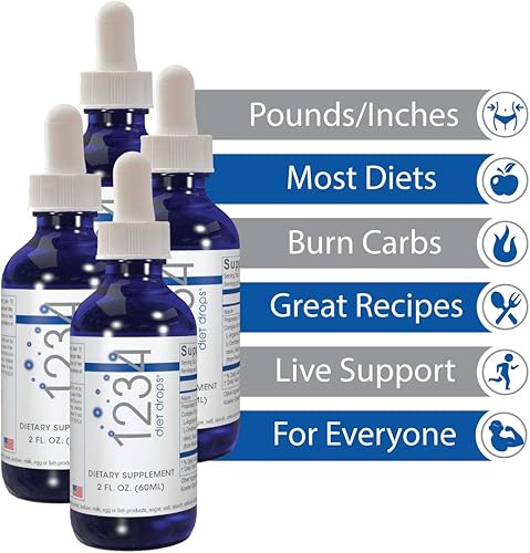 Miniatura 5 de 1234 Gotas de dieta (paquete de 5)  Complejo de aminoácidos originales  Dieta cetogénica  Ayuno intermitente  Dieta 1234, 2 onzas líquidas (paquete