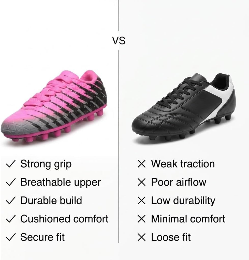 Vizari Bolt Firm Ground Youth Soccer Cleats for Boys and Girls | Textured Synthetic Leather Upper Kids Football Cleats with Polyurethane Sole for Comfort and Traction
