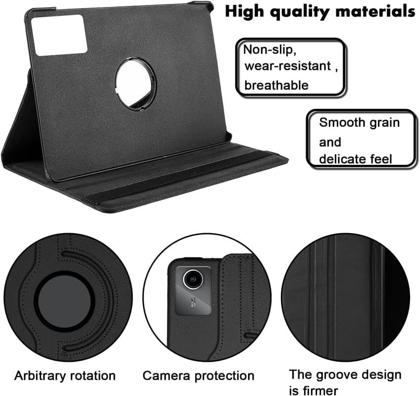 Image of Fitsmart 360 Degree Rotating Stand PU Leather Safety Case Smart Shell Stand Flip Cover for Lenovo Idea Tab Plus (12.1 inch) - Black