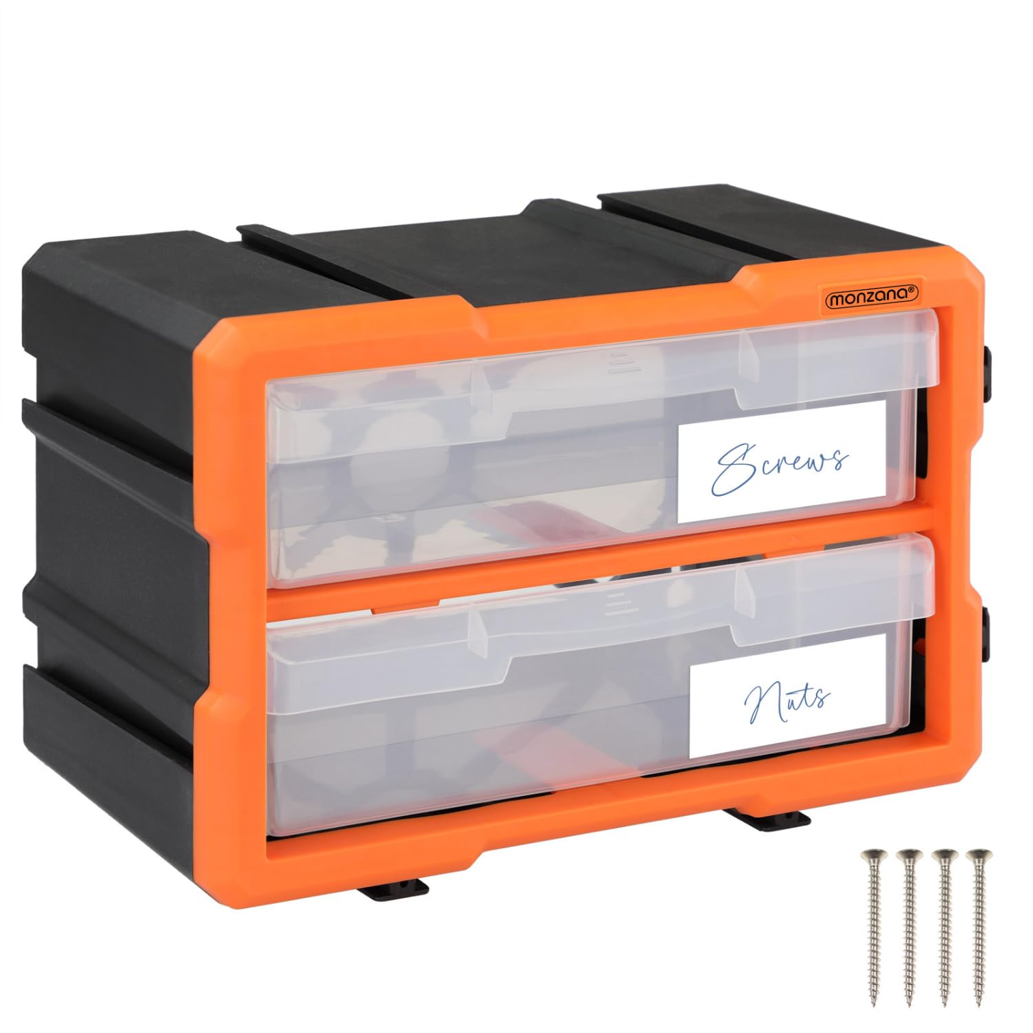 Monzana Multicoloured Monzana® 4 Compartment Multi Drawer Organiser With Adjustable Dividers - 2 Plastic Storage Drawers Multi Tool Box Organiser - Ideal For Diy Tool Bits, Fishing Tackle, Fixings & Accessories