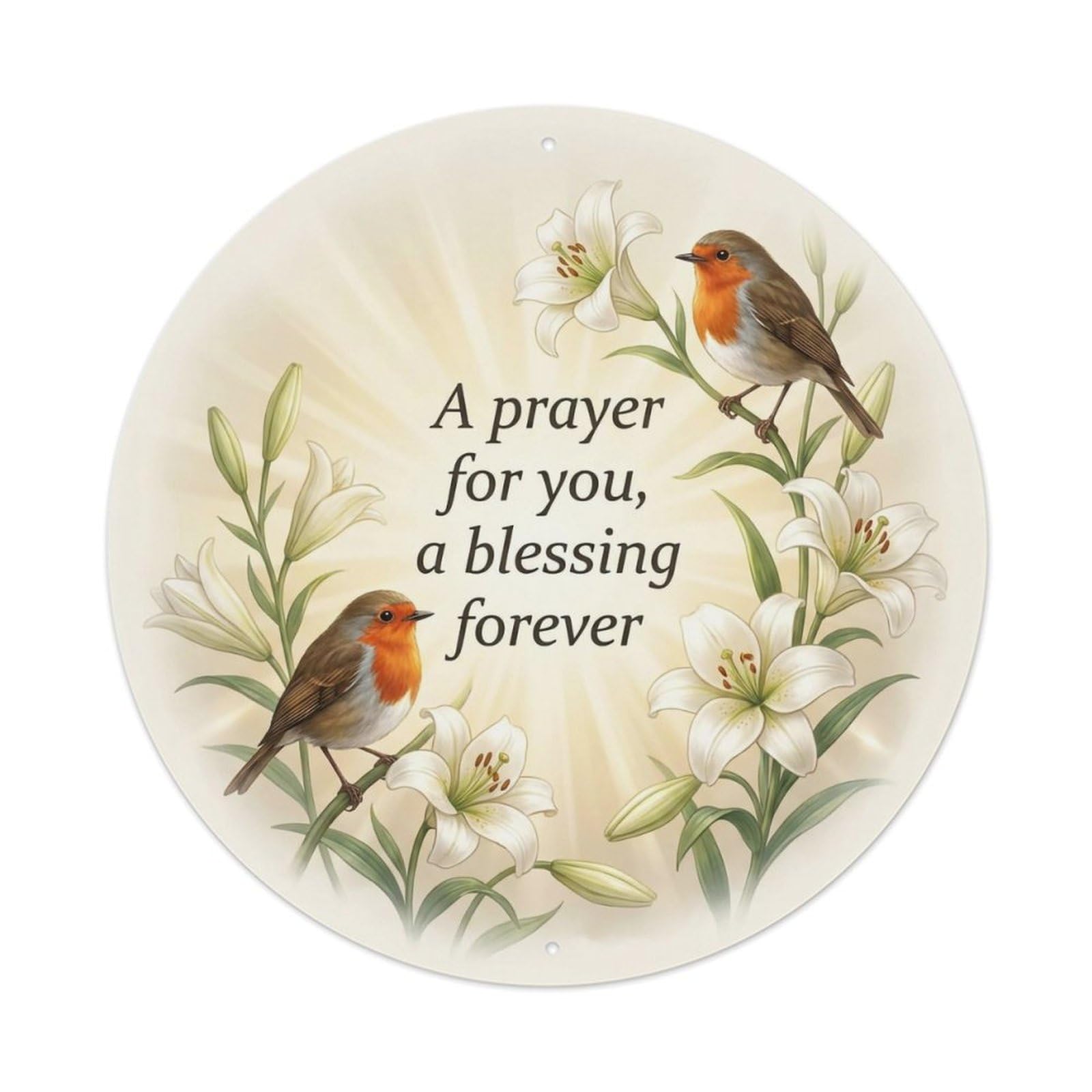 European Robin Garden Sign Heaven Love Prayer Metal Tin Sign