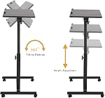 TigerDad Overbed Bureau de chevet Mobile Rolling Laptop Stand Tilting Table Overbed avec Roues Table de plateau réglable en hauteur pour Table de canapé de lit portable (Noir)