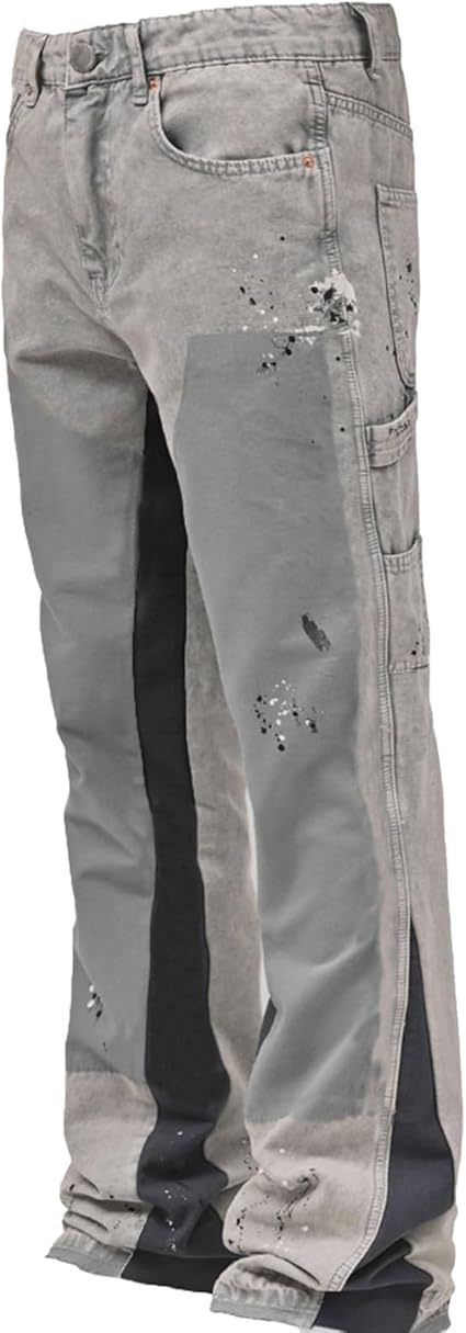 M&Catree Heren Y2K Streetwear Uitlopende Jeans Baggy Bootcut Denim Broek met Parel Design en Zakken Hip Hop Cowboy Stijl, Zwart, M
