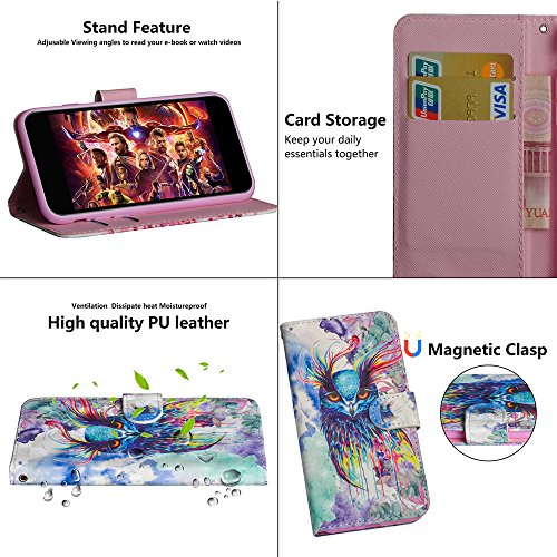 Image of EMAXELER Samsung Galaxy S10 Plus Case Cover 3D Full Stylish Case Colour Embossing Kickstand Credit Cards Slot PU Leather Flip Wallet with Stand for Samsung Galaxy S10 Plus YX 3D: Colored Owl