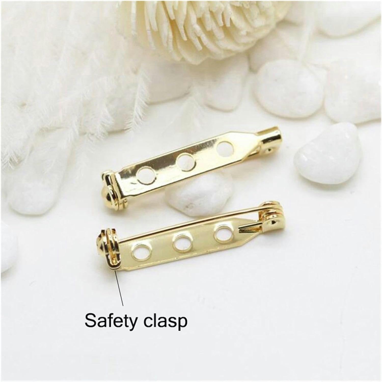 Broche con Pasador de Bloqueo de 27 mm de Largo, Base Trasera, Soporte for Insignia, alfileres for Broche, Accesorios de joyería DIY, 4 Piezas, Dorado(8 pcs)