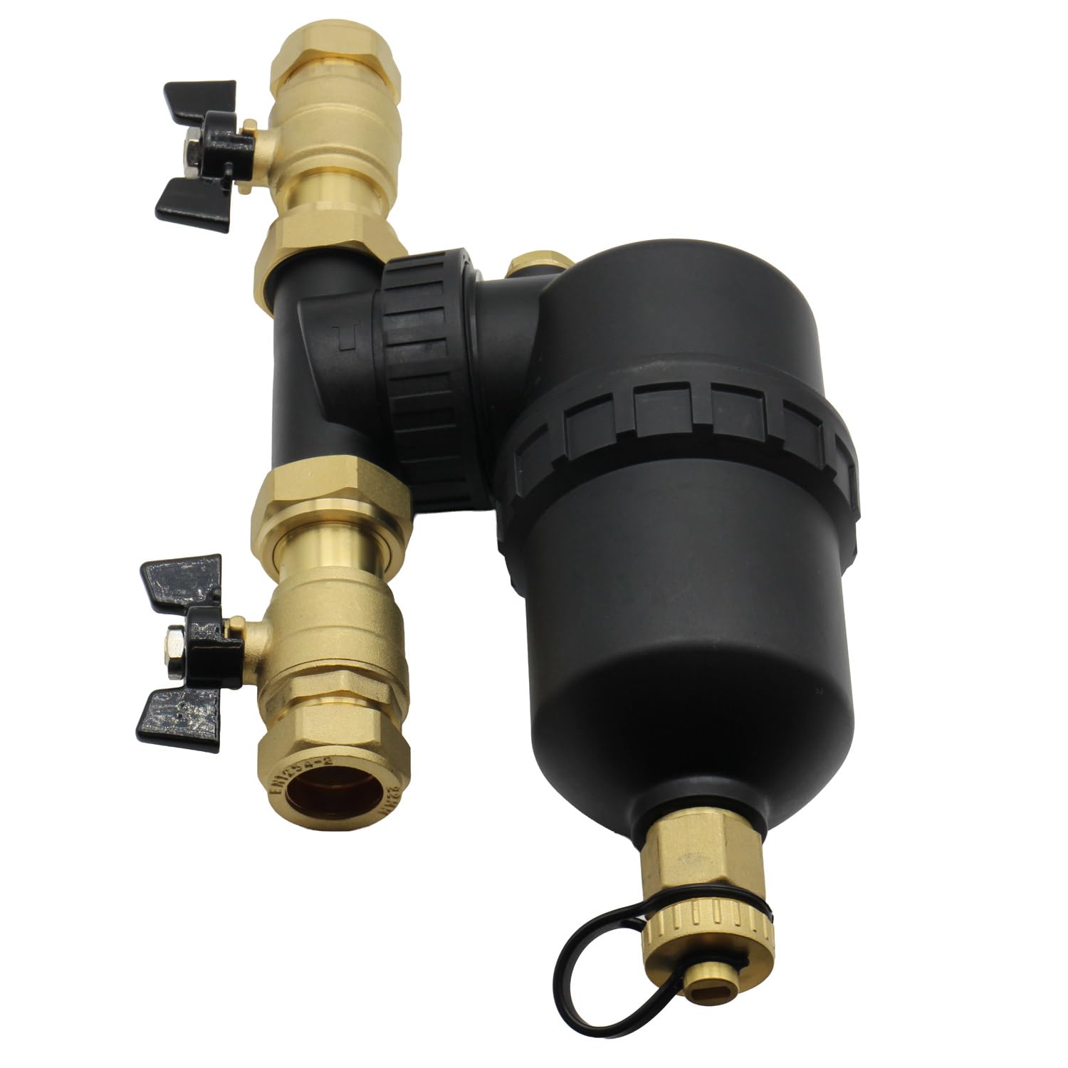 Unvented Components Europe Black Magnetic Filter For Central Heating Systems 22Mm With Isolation Valves