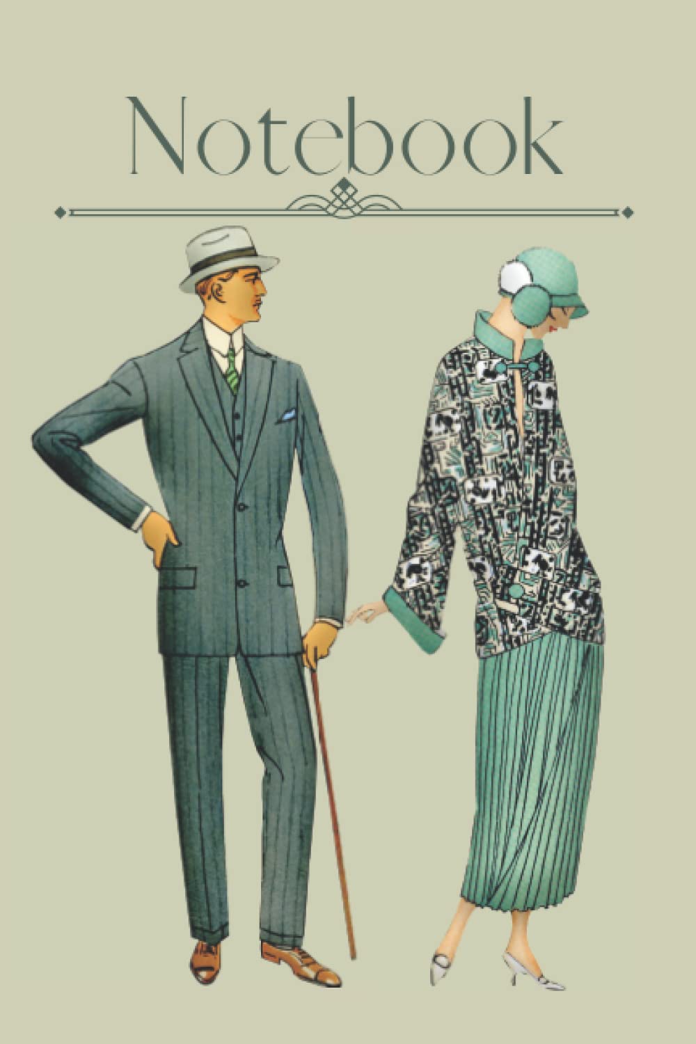 Art Deco Flapper and Man Notebook: 120 page vintage journal