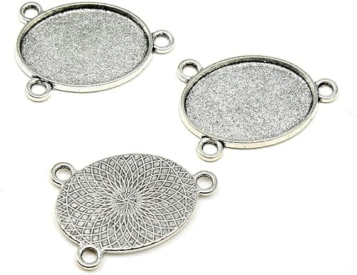 Miniatura 1 de Oval 3 Agujeros Conector Estilo Camafeo Cabujón Colgante Base Ajuste Antiguo Color Plata Joyería Hallazgos Colgantes Colgantes de Metal para