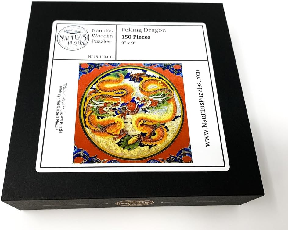 Wooden Dragon Jigsaw Puzzle for Adults - Peking Dragon - 150 Unique Pieces - Made in USA by Nautilus Puzzles