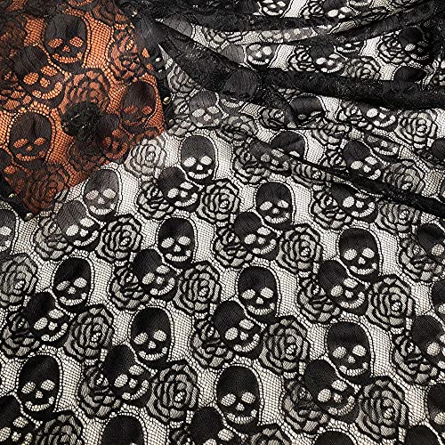 Premium Black Skull Lace Fabric - 60x36 Inch Soft Non-Stretch Nylon for Creative Home Decor & Sewing Projects 6 Premium Black Skull Lace Fabric - 60x36 Inch Soft Non-Stretch Nylon for Creative Home Decor & Sewing Projects - Image 5