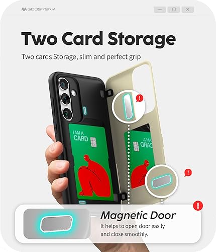 Miniatura 312 de GOOSPERY Parachoques magnético para puerta compatible con Galaxy S23, tarjetero tipo cartera, cierre automático, protección de doble capa resistente