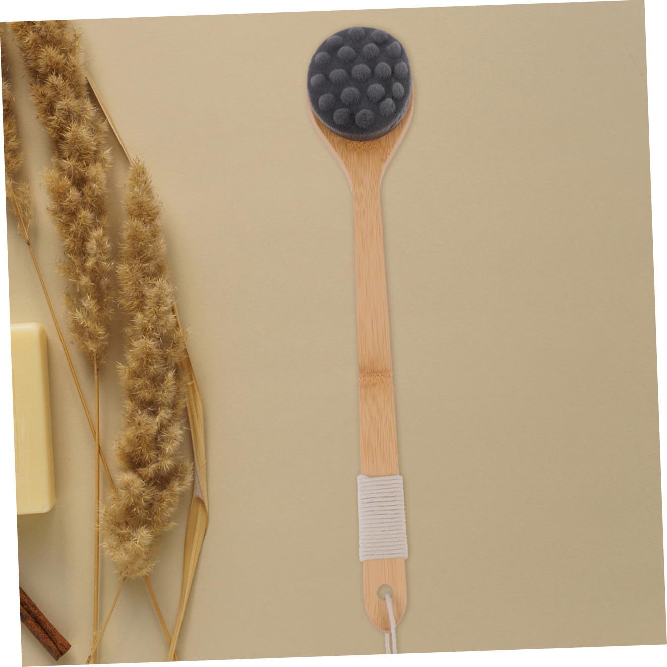 Long Handle Bath Brush Back Scrubber with Massage Function Black Bathing Accessory for Shower and Body Cleaning